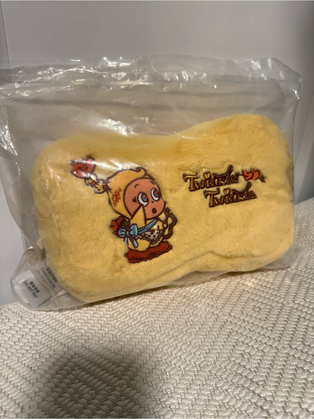 Twinkle Twinkle Yellow Plush Neck Pillow With Back Strap